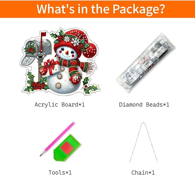 VODAPYC Christmas Diamond Art Hanging Kits for Adults, DIY Special Shaped Diamonds Painting Window Pendant Ornament for Home Decor (Snowman-3)