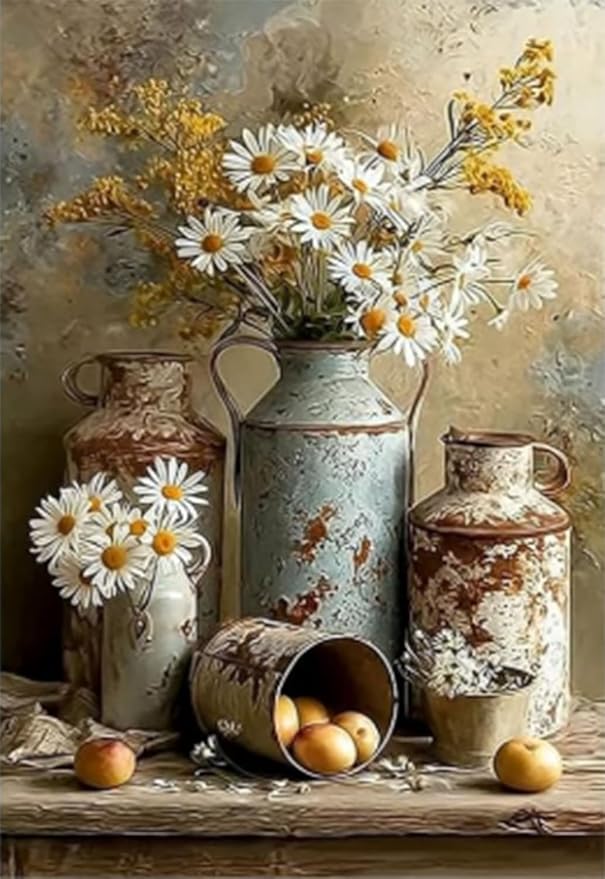 ARPADAMO Diamond Art Kits for Adults,5D Daisy Flower Diamond Painting DIY Flower Diamond Art Diamond Painting Kits for Adult,Round Full Drill Diamonds, Diamond Art Kits for Home Decor-12x16inch