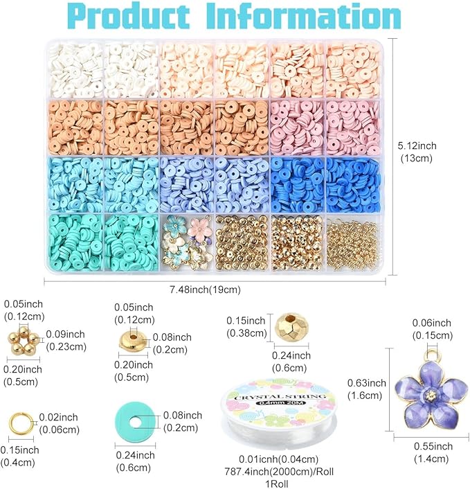 3219 PCS Clay Beads Bracelet Making Kit, Heishi Beads for Jewelry Making, Friendship Bracelet Kit for Adult Necklace Earring DIY with Polymer Clay Material