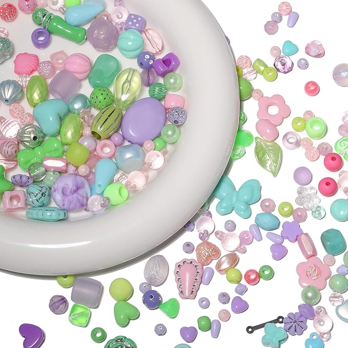 7.5 OZ Assorted Vintage Acrylic Beads for Jewelry Making, Song Xi Unique Flower Rose Czech Beads for Bracelet Earrings, Bohemia Style, Bulk, Arts and Crafts, DIY Holiday Gift (240-260 PCS, Mixed-0)