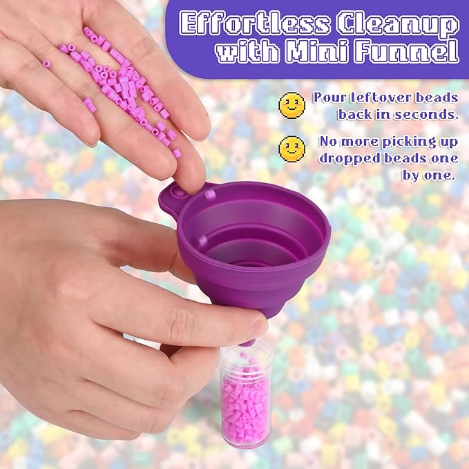 2.6mm Fuse Bead Kit, 30 Colors Perler Beads Kits Arts and Crafts Supplies for Adults, DIY Pixel Art Decorations for Room, Birthday Easter Hobbyist Gift (Purple Perler Bead Kit)