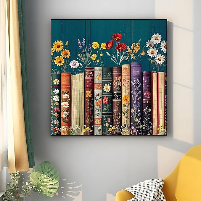 EIBEILI Diamond Art Kits for Adults, Book 5D Diamond Painting Kits for Beginner DIY Gem Art Full Drill Diamond Dots Crystal Craft Kits for Home Wall Decor Gifts 12x12inch