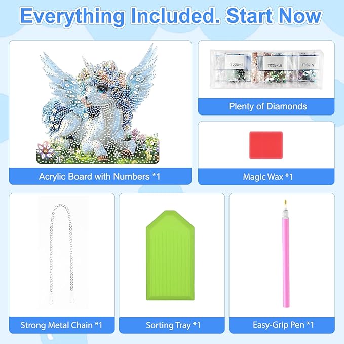 TOSTOG Gentle Unicorn Flower Diamond Art Pendant Kits for Adult, Diamond Painting Hanging Kit for Beginners, 5D DIY Crafts Gem Art, Waterproof Full Accessories for Home Decor Idea 20 * 20 cm/8 * 8 in