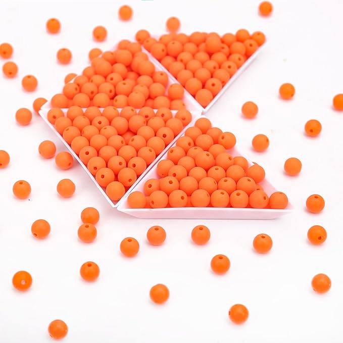 bonny boxx 200pcs 10mm matte orange-red acrylic round beads, frosted plastic resin bubblegum balls chunky gumball beads for necklace and bracelet making, crafting supplies