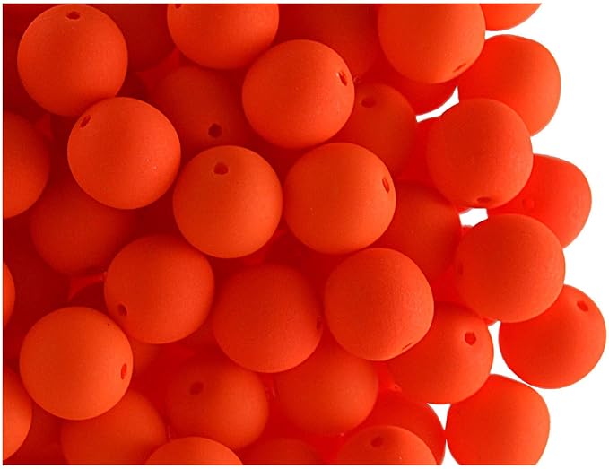 SCARA 100 pcs Czech Glass Round Beads 0.31 inches (8mm), Warm NEON (UV Active) Glass Beads for Jewelry and Bracelets Making, Beads for Bracelets, Bead kit Warm NEON Mix