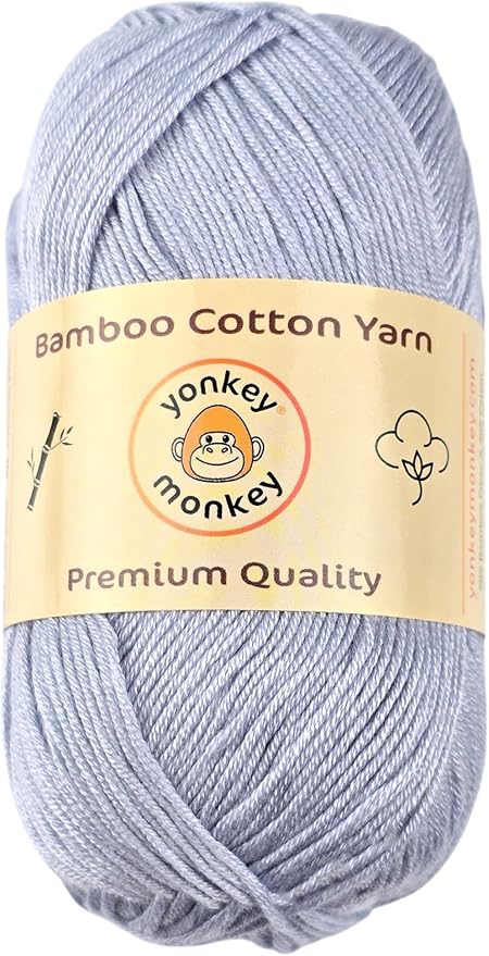10-Pack of Yonkey Monkey 500 Grams Yarn - 70% Rayon derived from Bamboo, 30% Cotton - Imported - White Gray 9006