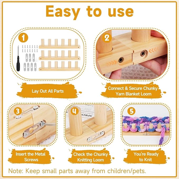 Chunky Blanket Loom 39 inch Adjustable Foldable Portable Extra Jumbo Chunky Yarn Crochet Knitting Tool Making Blanket for Adults Beginners DIY Handmade