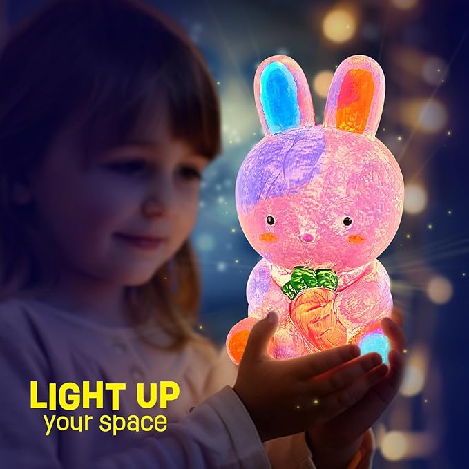 laoese paint your own bunny lamp kit, art supplies painting kits for kids, arts and crafts for kids ages 8-12, bunny toys girls boys halloween birthday christmas gifts ages 3 4 5 6 7 8 9 10 11 12+