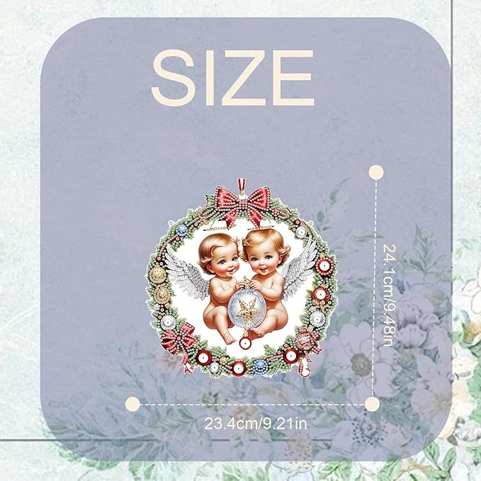 TDFERAN 5D Diamond Painting Kits for Adults Hanging Sign 22x24cm Fairy Angel Diamond Art Wall Art Sign Diamond Art Hanging Ornament Elf Home Garden Wall Door Painting with Diamonds Pendant Christmas