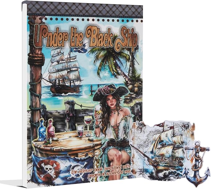 Dwetpzo Vintage Pre-Cut Journal Pirate Sticker Book for Junk Journaling Supplies, Washi, Paper, Transparent PET Stickers for Scrapbooking, Collage, Planner, Bujo, 20 Sheets