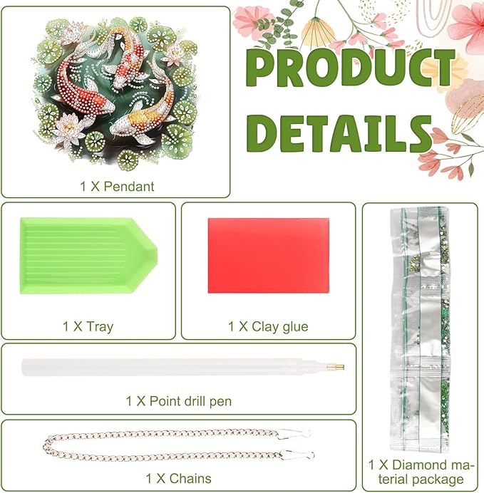 DOMROM Goldfish Diamond Art Hanging Kits for Adults, Special Shaped Crystal Diamond Painting Goldfish Pendant, DIY Diamond Art Suncatchers Animal for Home Garden Wall Decor Gift