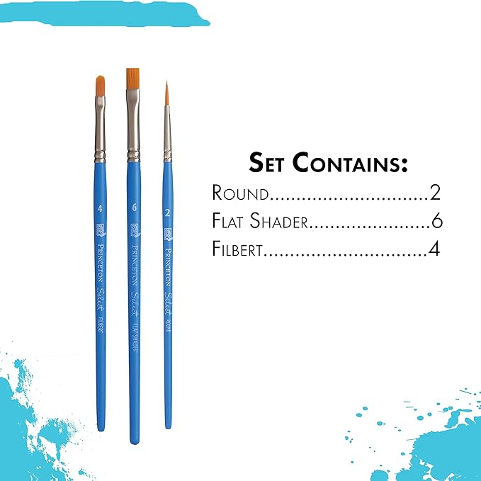 Princeton Select Artiste Brush Set No. 4, Synthetic, 3 Piece, 1 Count