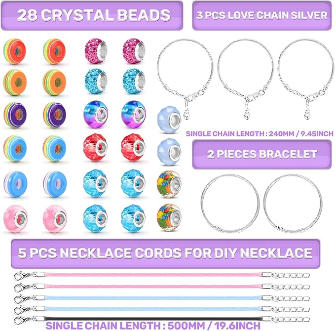 ZOOI Bracelet Making Kit for Girls, Friendship Charm Bracelet Making Kit, Arts and Crafts for Kids Girls Ages 8-12, Girl Toys Age 6-8, Jewelry Making Kit, Crafts Gifts for 6-12 Year Old Girl Purple