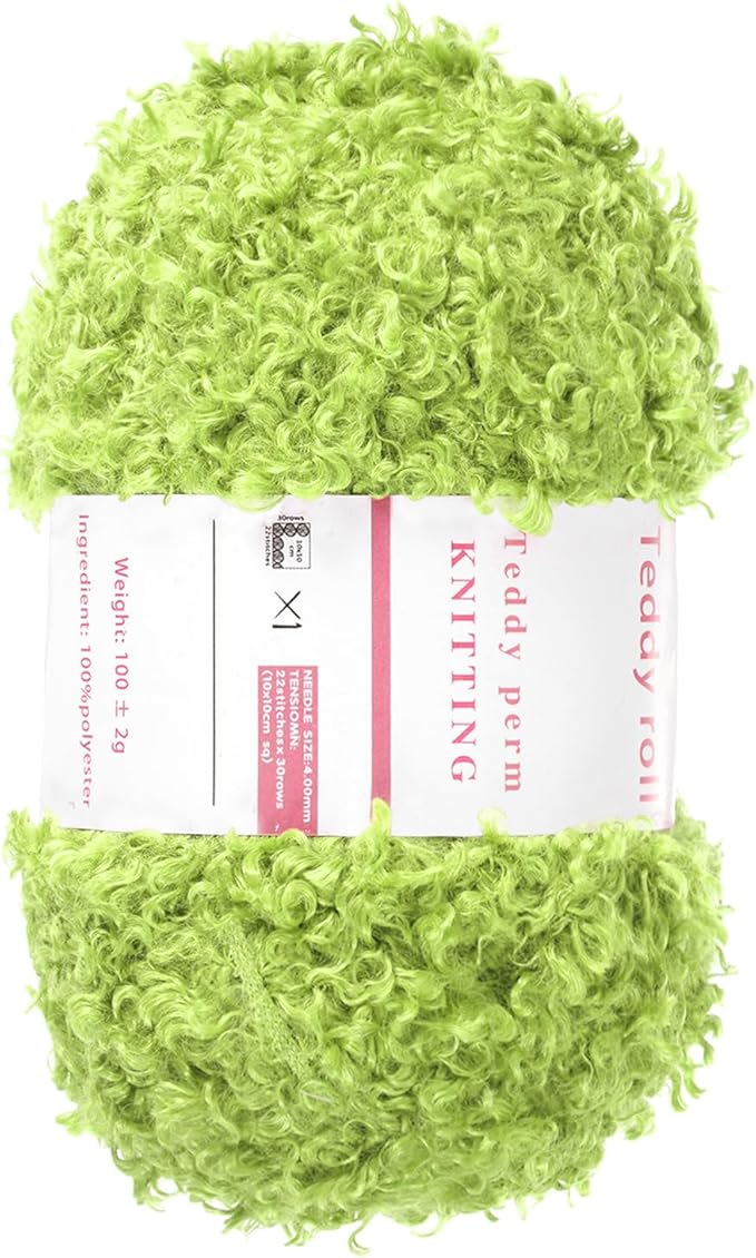 MECCANIXITY 1 Skeins Eyelash Yarn Fur Soft Fluffy Chunky Polyester Yarn Fuzzy Light Green for Crocheting Knit DIY Clothes Bag - 55Yard/50m, 3.53oz