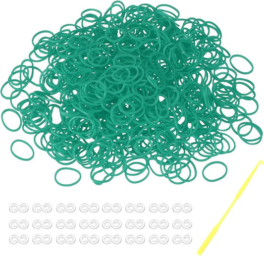 MECCANIXITY 600 Pcs Loom Rubber Bands Kit with 25 Pcs S-Clips 1-Hook Rubber Bands Refill Bracelet Making Kits for Weaving DIY Handcrafts Gift, Dark Green