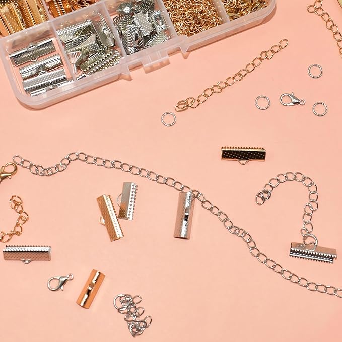 bds-home ribbon bracelet kit include ribbon ends crimps open jump rings lobster clasps and chain extenders, bookmark pinch necklace bracelet jewelry making, choker diy design