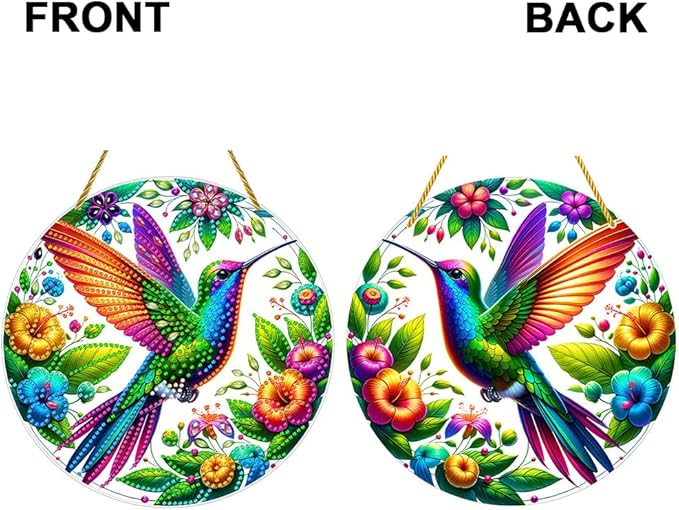 POETRYDRAW DIY Hanging Diamond Art Pendant Kit Bird, Special Crystal Diamonds Painting Ornament for Adults, 5D Diamond Art Suncatchers Double Sided Board Gem Painting Box Kit