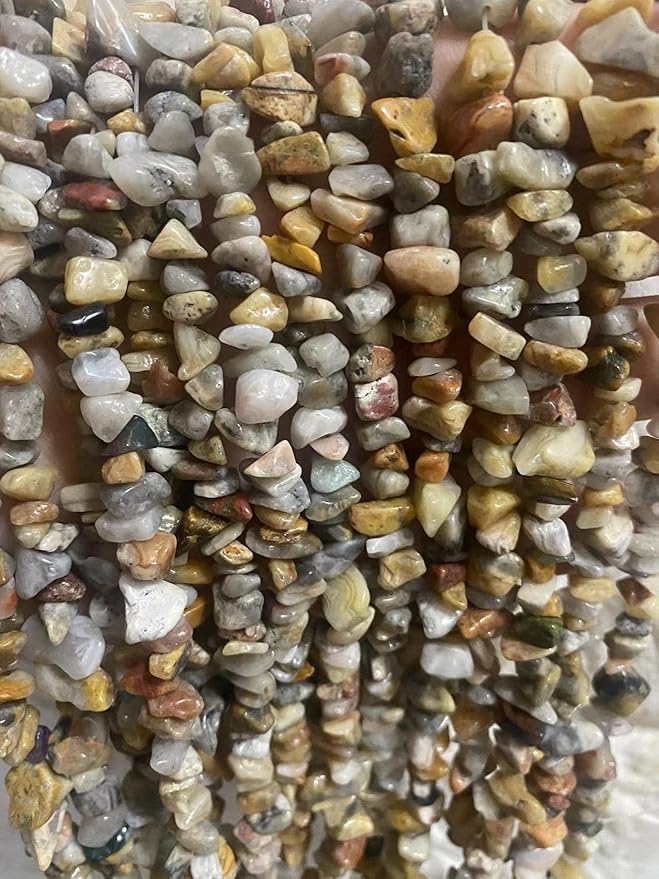 5-8mm Natural Crazy Lace Agate Gemstone Chips Beads Healing Crystals Waist Bracelets Necklace Kit Irregular Stone DIY Crafts Design Jewelry Making