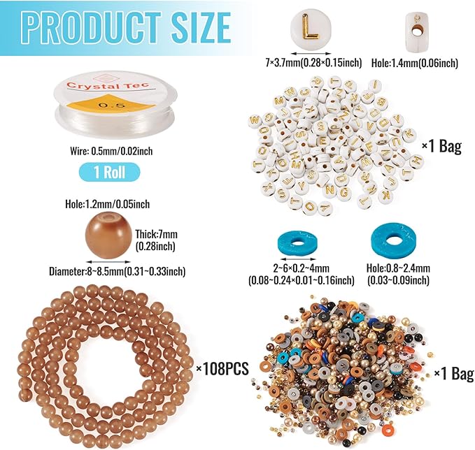 Spritewelry Friendship Bracelet Making Kit with Glass Seed Beads 8mm Clay Beads Bracelet Making Kit for Adults Letter Bead for Jewelry Making DIY Crafts Gift Supplies 1 Bag