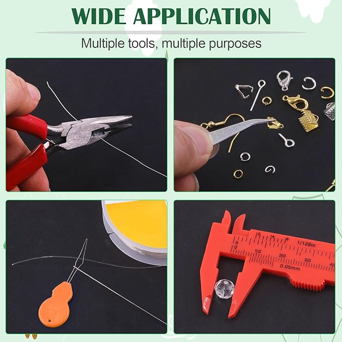 Keadic 947Pcss Jewelry Making Tool with Jewellery Findings Kit Includes Beading Wires, Mini Jewelry Pliers, Cord Ends, Lobster Clasps, Earring Hooks, Jump Rings, Eye Screw Pin for Adult and Beginners