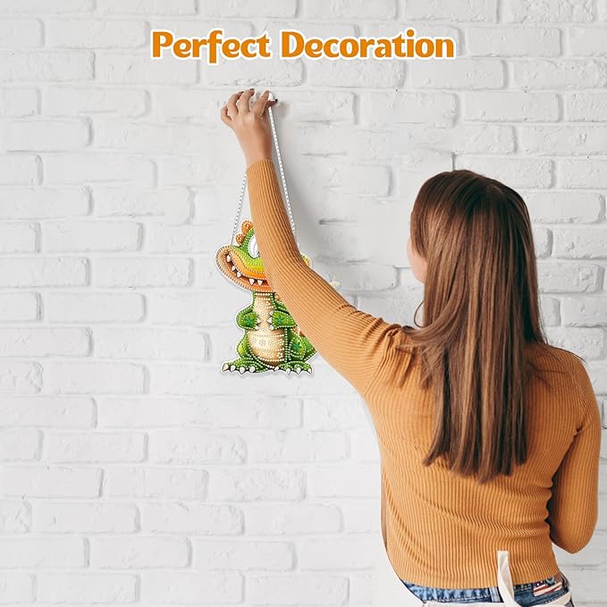 GHHKUD Hanging Diamond Art Dinosaur Pendants Kits, DIY Hanging Decoration Double Sided Animals Diamond Pinting Ornaments for Adults Kids Gifts for Home Decor