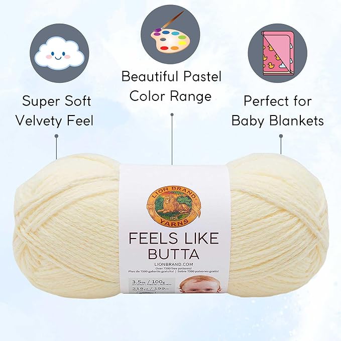 Lion Brand Feels Like Butta Lemon 215-158 (3-Skeins - Same Dye Lot) Worsted Medium #4 Polyester Yarn for Crocheting and Knitting with Project Bag