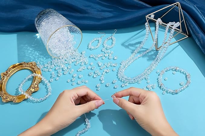 1000Pcs Clear Glass Crystal Beads for Jewelry Making Bracelets Necklace Rondelle Shape DIY Loose Gemstones Decoration Craft Earring Decor Suncatcher Glass Beads for Crafts 6mm 8mm AB Color