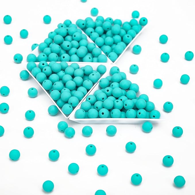 bonny boxx 500pcs 8mm matte peacock green acrylic round beads, frosted plastic resin bubblegum balls chunky gumball beads for necklace and bracelet making, crafting supplies