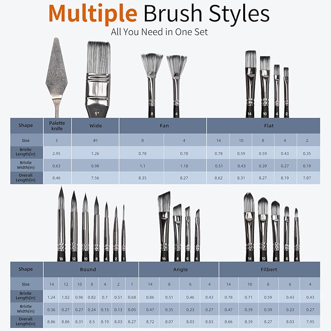 25PCS H&B Paint Brush Set, Travel Watercolor Acrylic Painting Brushes with Canvas Roll & Palette Knife, Professional Artist Brush Kit for Oil, Acrylic Canvas Paintings(Black)