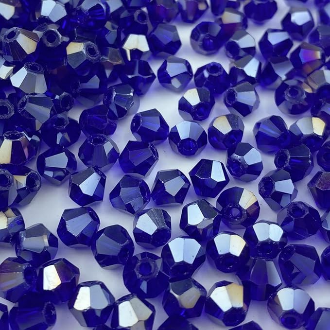 200pcs Bicone Crystal Beads 6mm Crystal Glass Faceted Beads for Necklace Bracelet Earrings DIY Jewelry Crafts Making Supplies(Sapphire Blue AB)