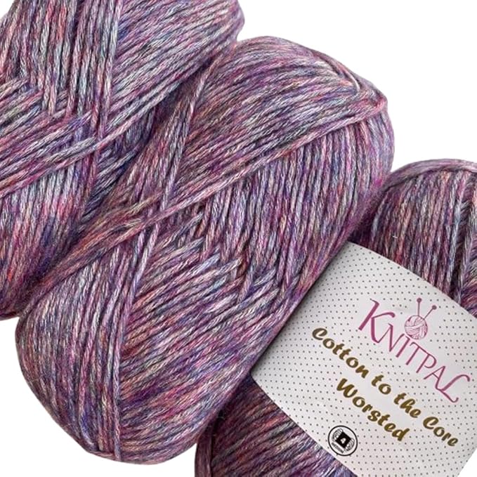 Cotton to The Core Worsted Weight Yarn for Crocheting, 3-Pack (654Yds / 300G), Free Patterns, Beginners Friendly - Soft Cotton Yarn for Knitting - #4 Medium Worsted Weight - Grape Purple