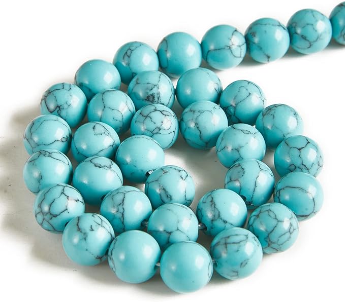 100pcs 8mm blue turquoise beads natural gemstone beads round loose beads for jewelry making