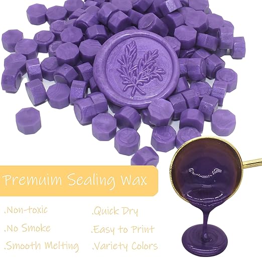 andotopee premium purple wax seal beads - 600pcs octagon wax pellets refill pack for wedding invitations, letter seals, diy crafts