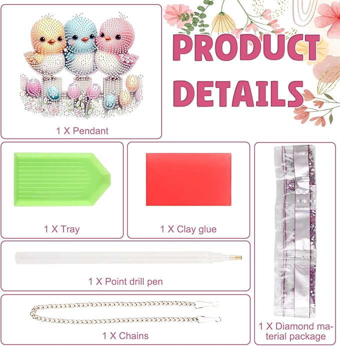 DOMROM Bird Diamond Art Hanging Kits for Adults Beginners, Special Shaped Crystal Diamond Painting Bird Pendant, DIY Diamond Art Suncatchers Animal for Home Garden Wall Decor Gift