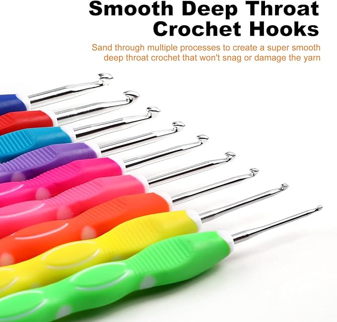 KOKNIT Professional Crochet Kit,9 Crochet Hooks Ergonomic Soft Grip,14 Aluminum Full Crochet Hooks Set with Case Include Crochet Accessories and Supplies