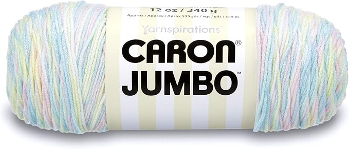 Caron 29400909010 Jumbo Ombre Yarn, 12 oz, Baby Rainbow, 1 Ball