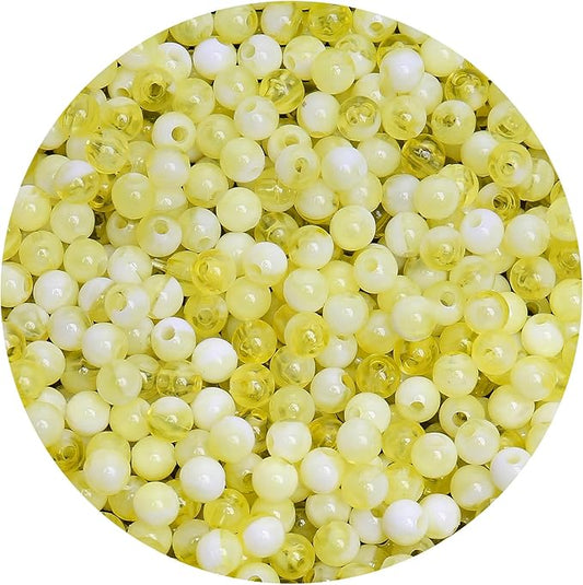 bonny boxx 1000pcs 6mm yellow jade round beads, smooth acrylic balls, plastic resin gumball bubblegum chunky beads for necklace & bracelet making, crafting supplies