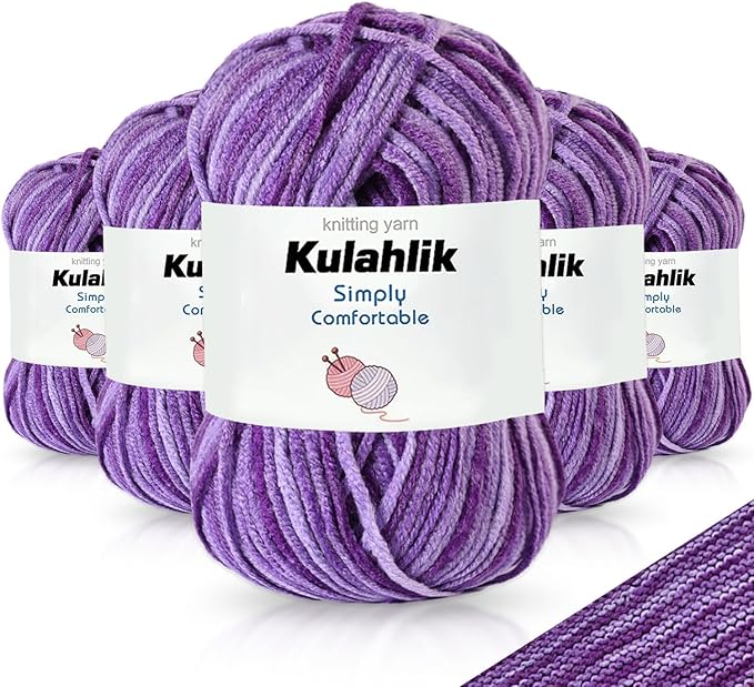 250g(5x50g) Acrylic Yarn for Crochet/Knitting, Colorful Gradient Yarn Thread, 5 Rolls Skeins, Perfect for Any Knitting Crochet and Crafts Mini Project