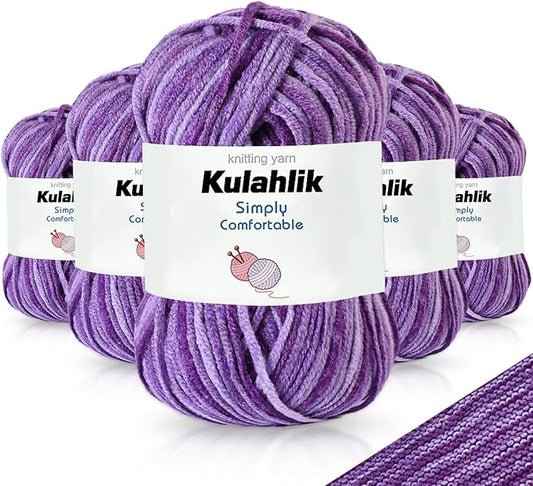 250g(5x50g) Acrylic Yarn for Crochet/Knitting, Colorful Gradient Yarn Thread, 5 Rolls Skeins, Perfect for Any Knitting Crochet and Crafts Mini Project