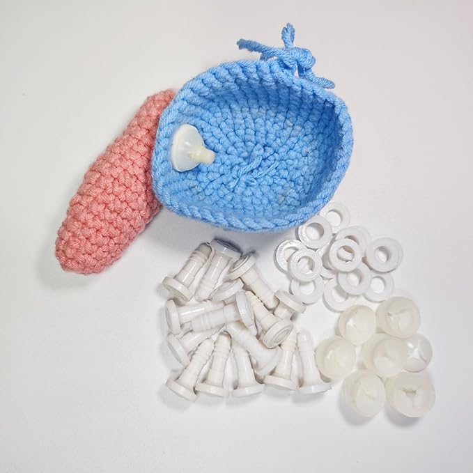 RuWfpz Doll Joints for Amigurumi Crochet 35mm 1-3/8" - 20 Set Jumbo Plastic Toy Safety Joints for Stuffed Animals, White Movable Amigurumi Crafts Teddy Bear Joints for Arm Leg Neck