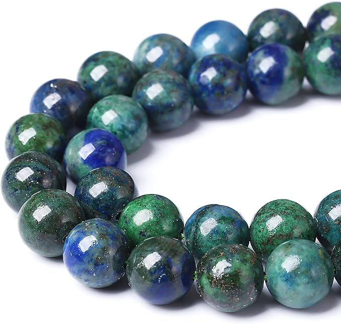 12mm 31pcs Natural Gemstone Beads Lapis Lazuli Chrysocolla Phoenix Stone Round Loose Beads for Jewelry Making DIY Bracelet Necklace