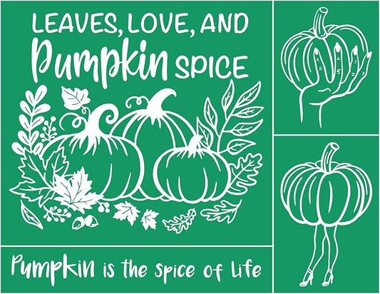 DGAGA Pumpkin Spice Silk Screen Stencils Reusable Self Adhesive Chalk Mesh Stencils Autumn Silkscreen Transfers for Painting on Wood,Craft,DIY Fall Screenprinting Starter Kit for Chalk Paste