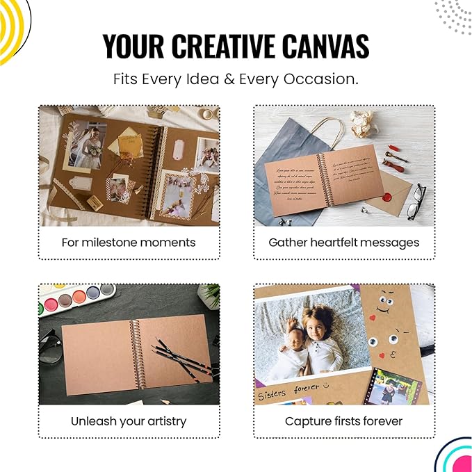 Scrapbook Album | Extra Thick Kraft Paper with Hardcover - 12 x 12 250 gsm, 50 sheet