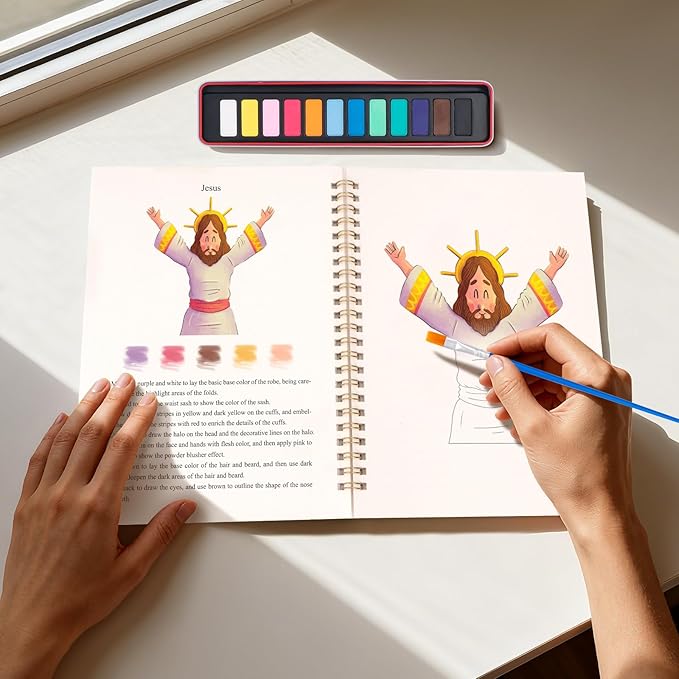 Easter Watercolor Workbook for Adults, Beginner Friendly Watercolor Painting Kit Bunny Eggs Water Coloring Book, Nature-Themed Practice Art Gift Water Color Paint Book with Palette and Brush
