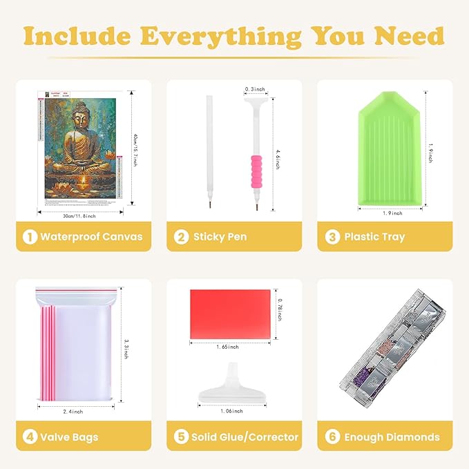 SENQAO Buddha Diamond Painting Kits for Adults, 5D Buddhism Inspirational Full Drill Diamond Art Kits, Lotus DIY Round Full Drill Gem Art and Crafts for Home Wall Decor 12x16inch