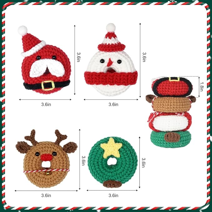 Generic Crochet Kit - Beginner Friendly with Step-by-Step Videos & Patterns (Christmas Donuts)