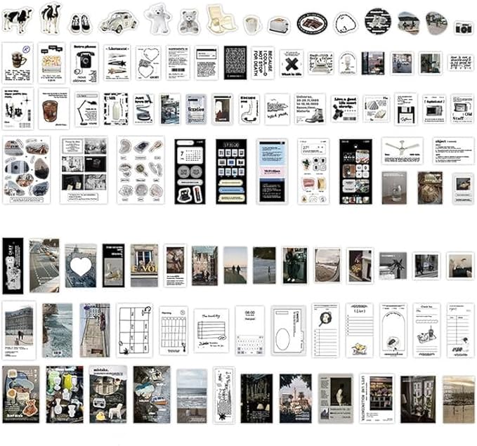 Alideco 200pcs Vintage Scrapbook Supplies Pack for Art Journaling Bullet Junk Journal Planners DIY Paper Stickers Craft Kits Notebook Collage Album Aesthetic Cottageco (langmanshuangxue)