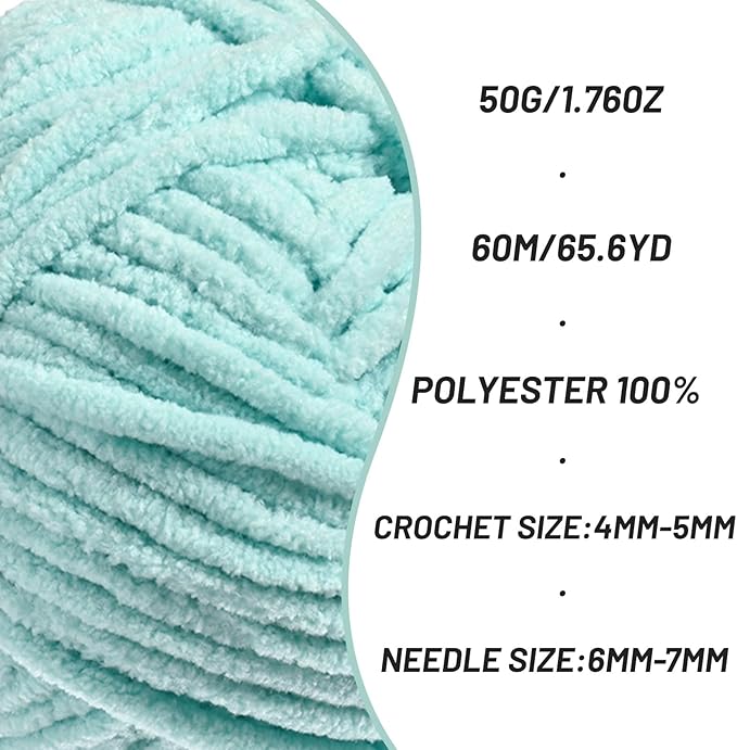 4 Pack Fluffy Velvet Yarn for Crocheting，Baby Blanket Yarn for Crocheting Soft，200g(262.4yds) Amigurumi Yarns，Plush Chenille Crochet Yarns，Puzzle Yarn for Crochet Weaving Craft(4 Aqua Green)