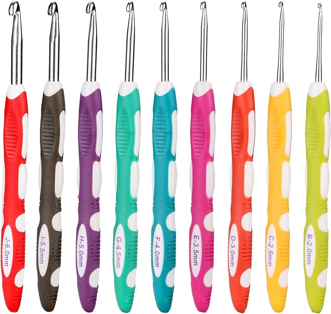 Ruidi TPR and ABS Handle Crochet Hook(9pcs)