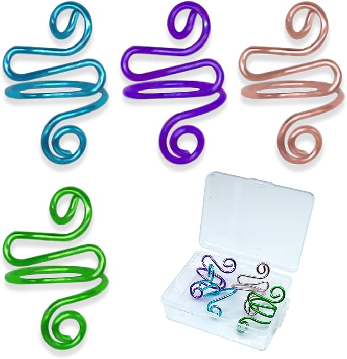 Crochet Ring,4 PCS Crochet Tension Ring for Finger,Handmade Tension Rings for Crocheting,Yarn Tension Ring for Crocheting and Knitting,Adjustable Size Knitting Crochet Ring Kit for Finger with Box